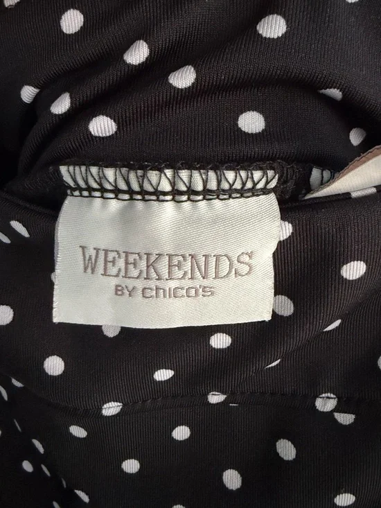 WEEKENDS BY CHICO’S SIZE 2 (L/XL) Polka Dot SKIRT Black White - Picture 3 of 16